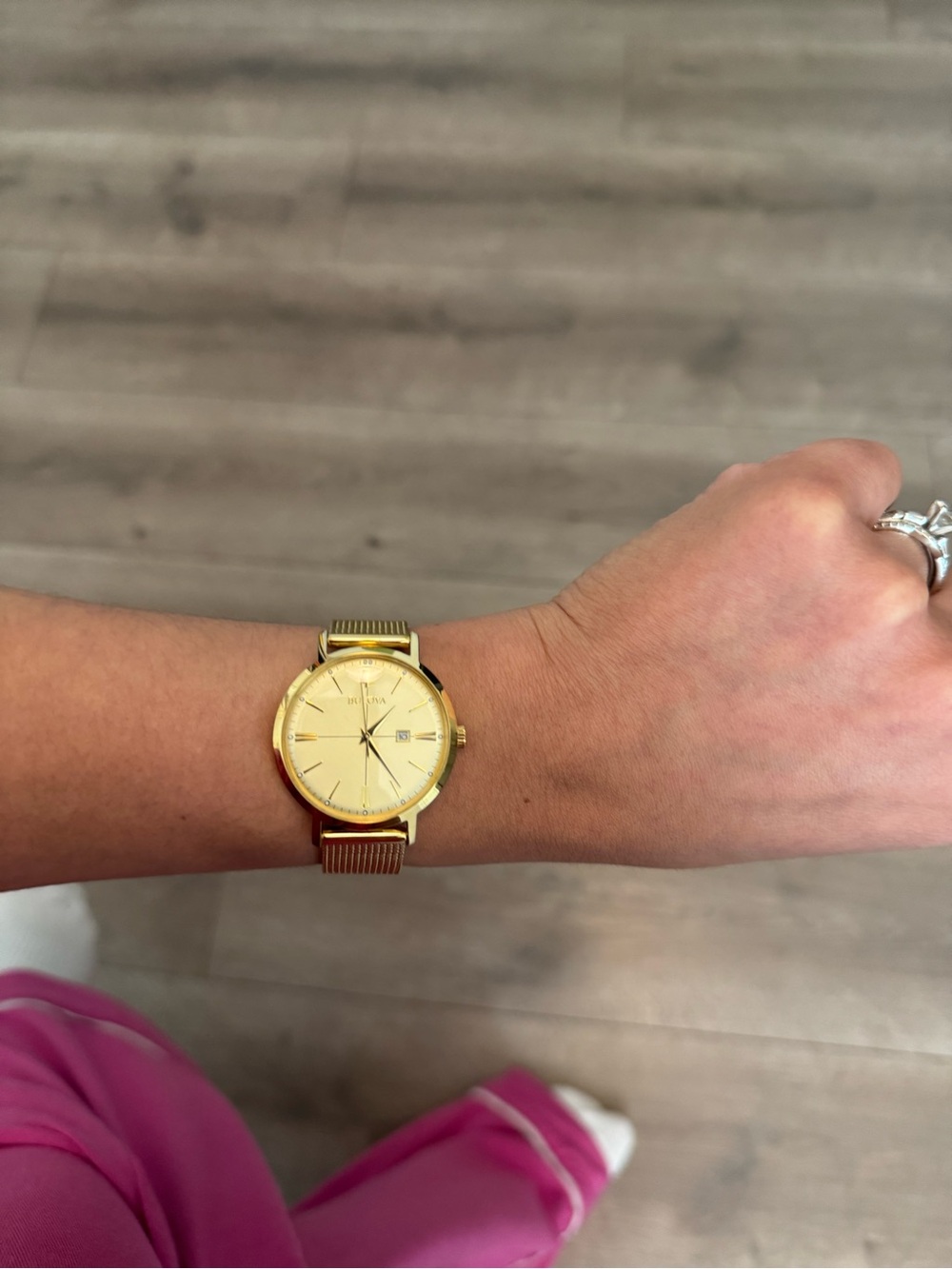 Bulova ladies gold-tone mesh watch with champagne dial - Picture 3 of 7